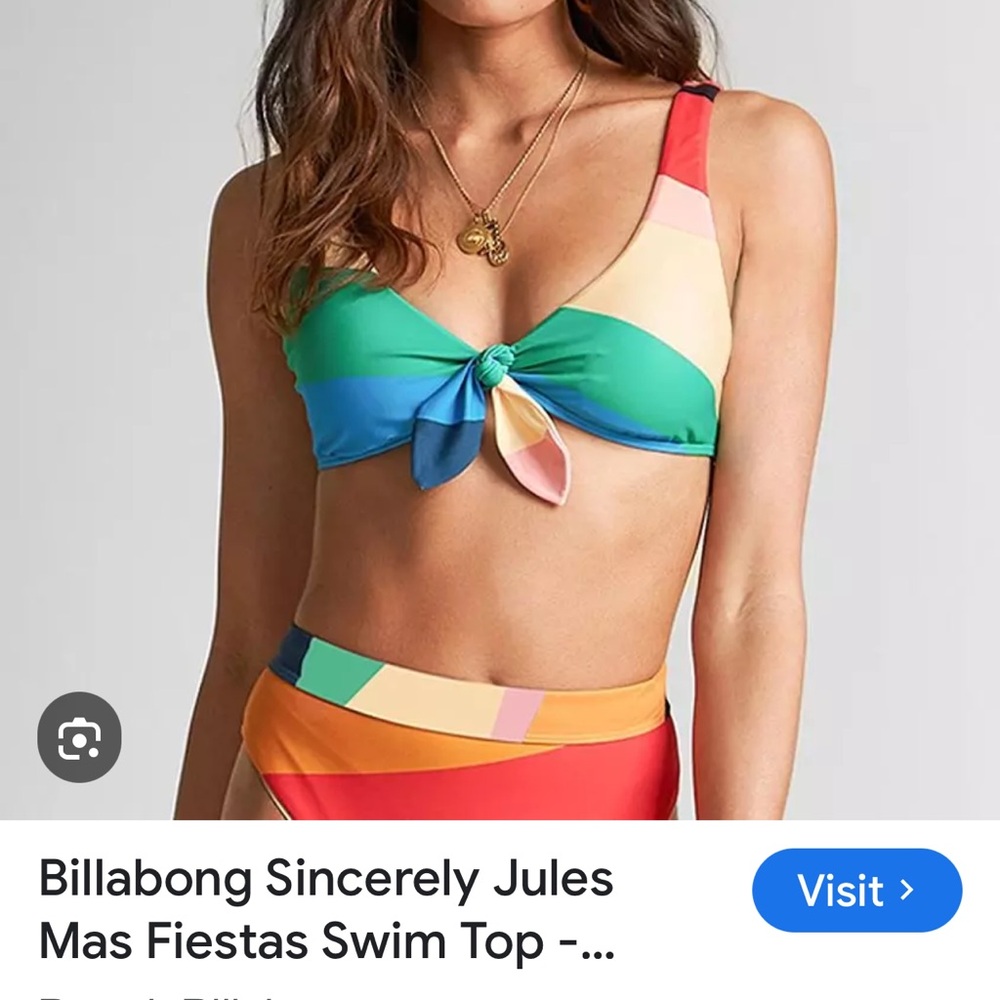 Billabong Multicolor Tie-Front Swim Top